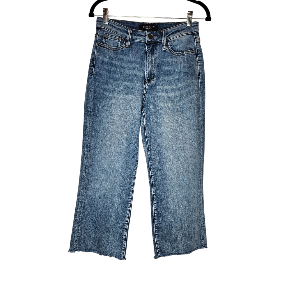 Judy Blue Wide Leg Crop Raw Hem Jeans Size 3/26